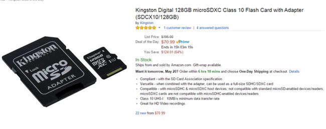 Fotografía - [Offre Alerte] Amazon Or Box propose des réductions sur les cartes MicroSD Kingston De 16Go tout le chemin à 128 Go